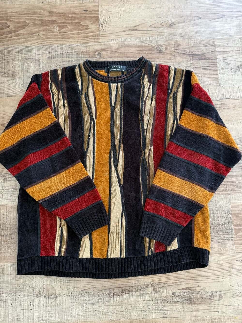 Vintage Protege Collection 3D Knit Textured Sweater Mens XL Coogie Style Y2K